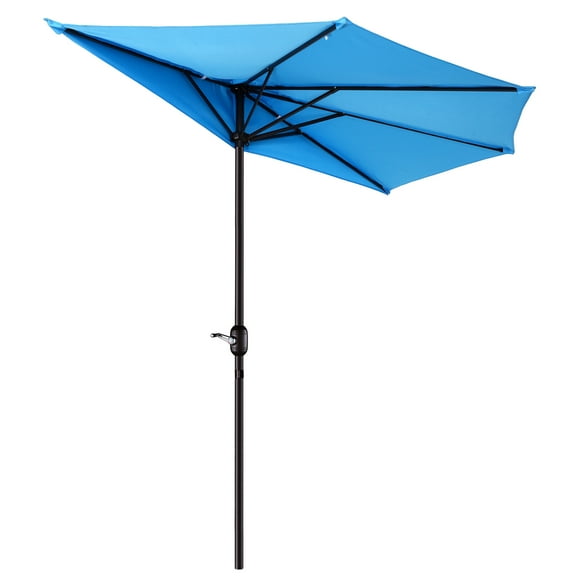 Villacera 9FT Outdoor Half Patio Umbrella - Balcony Furniture, Blue