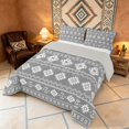 thumbnail image 3 of Manfei Boho Aztec Tribal Queen Comforter Set, Bohemian Geometric Comforter Sets Queen, White, Gray Reversible 3 Pieces, 1 Comforter and 2 Pillowcases, 3 of 6