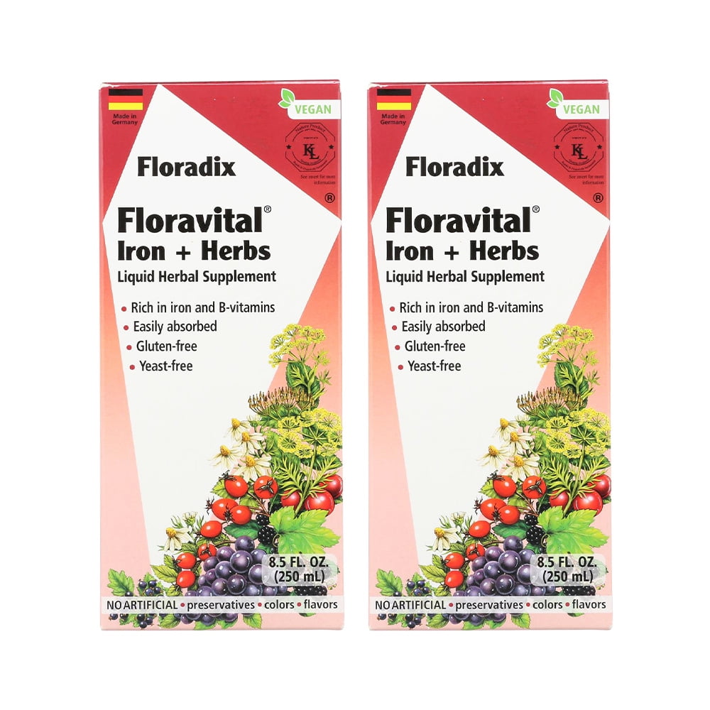 Floradix Iron & Herbs Vegetarian Liquid Supplement for Energy Support