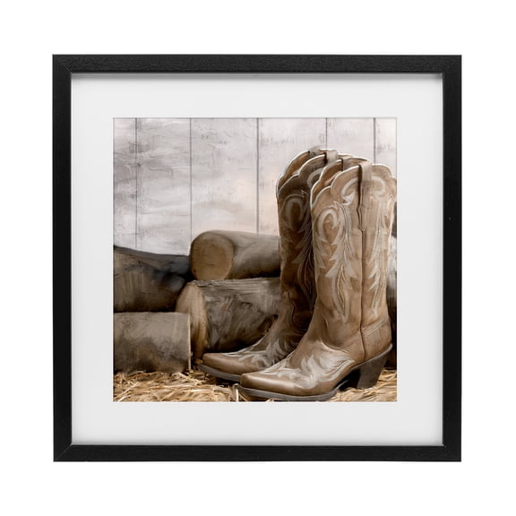 Stupell Industries Southwestern Kick Off Your Boots Black Framed Print Under Glass, 13 x 13, by Kim Allen