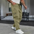 thumbnail image 2 of Wyobmus Mens Twill Cargo Pants Summer Outdoor Hiking Fishing Short Solid Color Waist Drawstring Workwear Pants S-2X Beige, 2 of 9