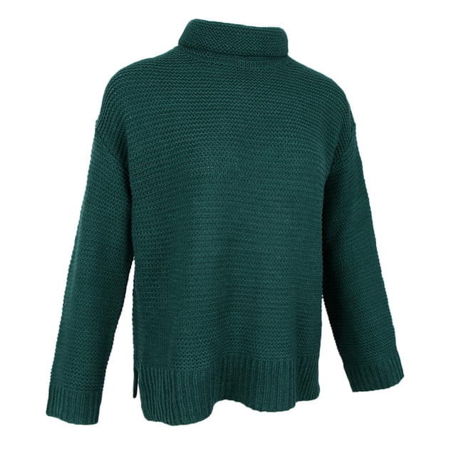 Suéter de punto grueso con cuello alto para mujer Mangas de murciélago de gran tamaño - Rosa, XL L Macarena suéter de punto boho para mujer