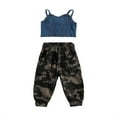 thumbnail image 2 of Kiapeise 2Pcs Toddler Girl Casual Button Down Denim  Tops+Camouflage Pants Set, 2 of 8