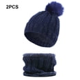 thumbnail image 4 of Gorros de invierno Qarigey para mujer gorros decorativos a la moda bufanda cuello de piezas de punto de ganchillo azul oscuro, 4 of 6