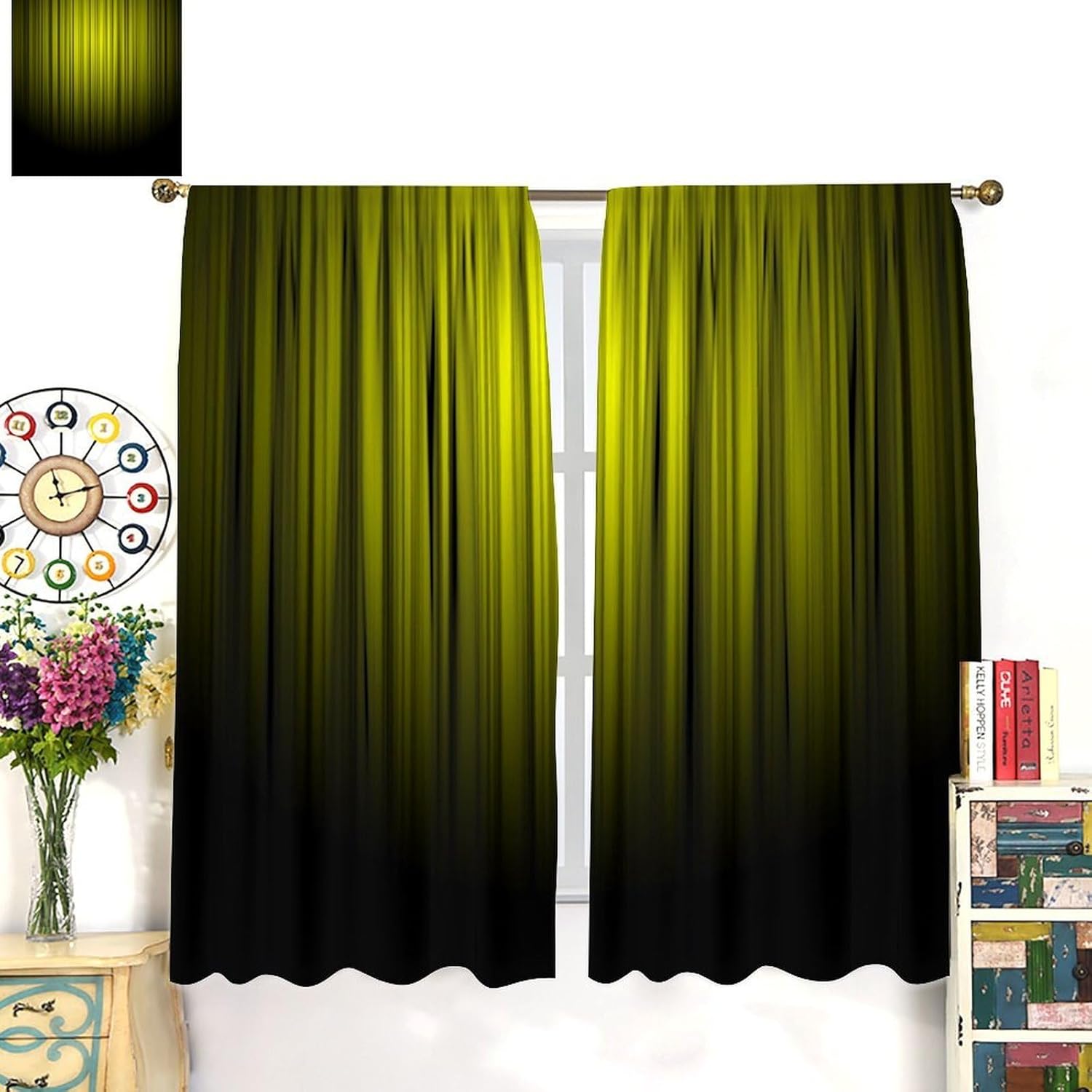 Purple and Black Curtains Funny Striped Ombre Elegant Design Bright Solid Dark Abstract Gradient Blackout Rod Pocket Curtains for Bedroom Living Room Kitchen Window Drapes 2 Panel Set 52x84 Inch