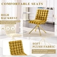thumbnail image 4 of Silla giratoria de respaldo de bola tufted con piernas de metal de oro, silla elegante sin brazos para oficina en el hogar, dormitorio, 4 of 5