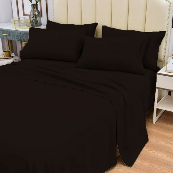 Potomac Home Goods 6-Piece Coffee Bedsheet Bamboo Rayon Blend, Queen-Deep Pockets