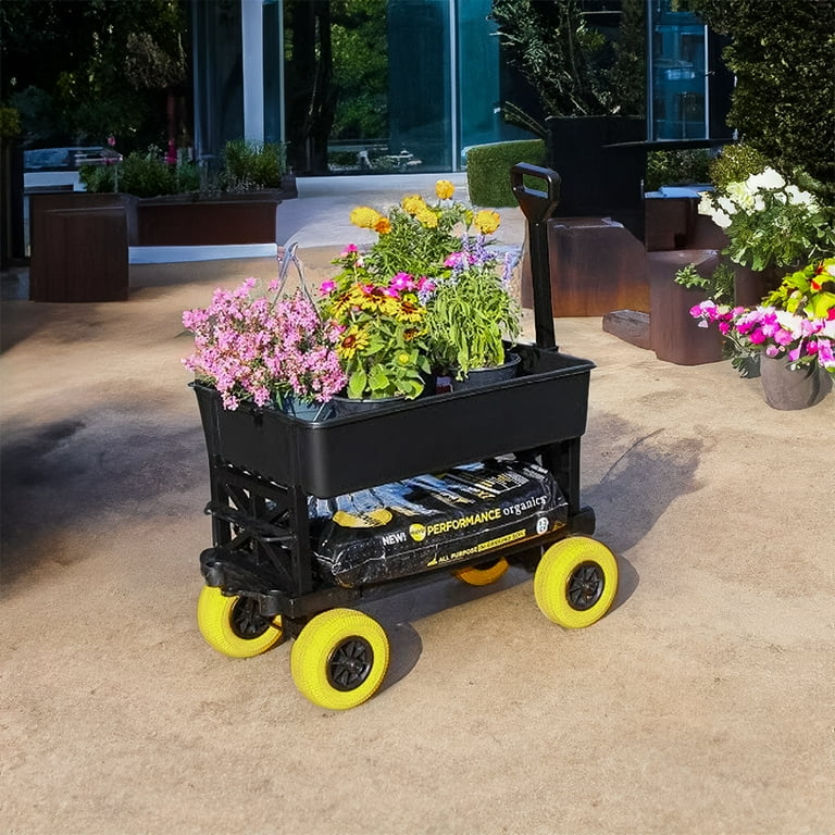 Outdoor Multi-Purpose Double Decker Cart - Black On Yellow