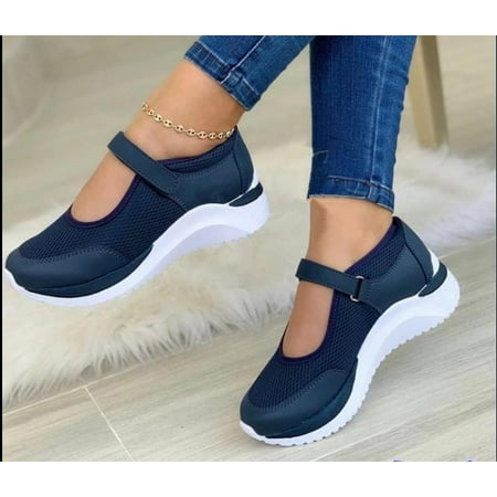 

2022 summer round knit velcro thick sole sandals women s mesh sports sandals