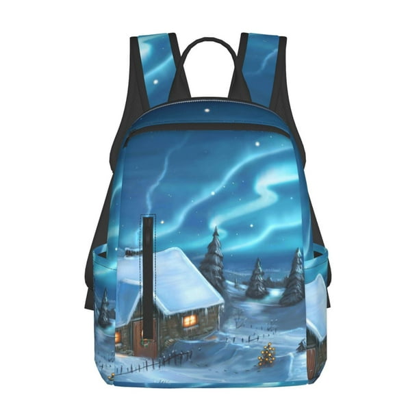 Balery Mountain Cottage In Snow Mochila ligera para hombre y mujer: duradera e impermeable, ideal para la escuela, el trabajo, viajes y uso diario.