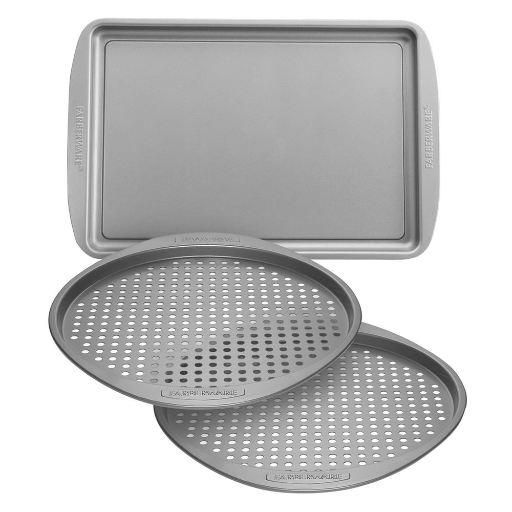 Farberware Bakeware Nonstick Pizza Crisper and Baking Sheet Pan Set, 3