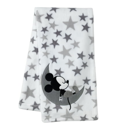 UPC: 0084122810341 | Disney Baby Mickey Mouse White/Gray Celestial Fleece Blanket by Lambs & Ivy