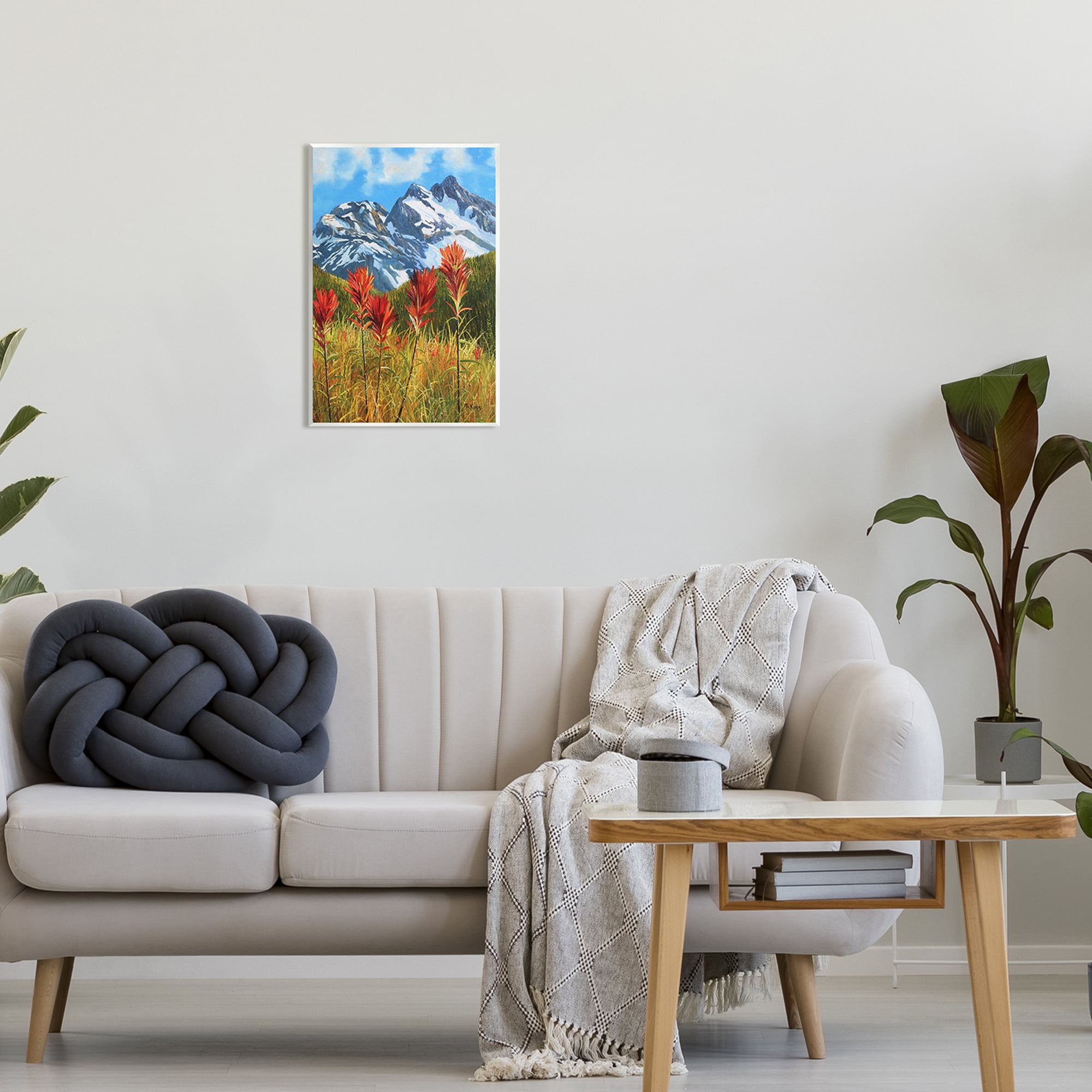 Stupell Industries Alpine Mountain Valley Nature Painting Unframed Art Print Wall Art, 13 x 19