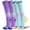 Blue+Purple, variant on Mqamex Women's Compression Calf Socks 2 Pairs - 15-20mmHg Arch Support Non Slip Grip Moisture Wicking for Running Tennis Training