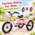 thumbnail image 2 of Kids Tricycle for Girls Ages 4-9, Akaber 16" Tricycle for Kids with 2 Storage Baskets, Dual Handbrake, Pink, 2 of 9