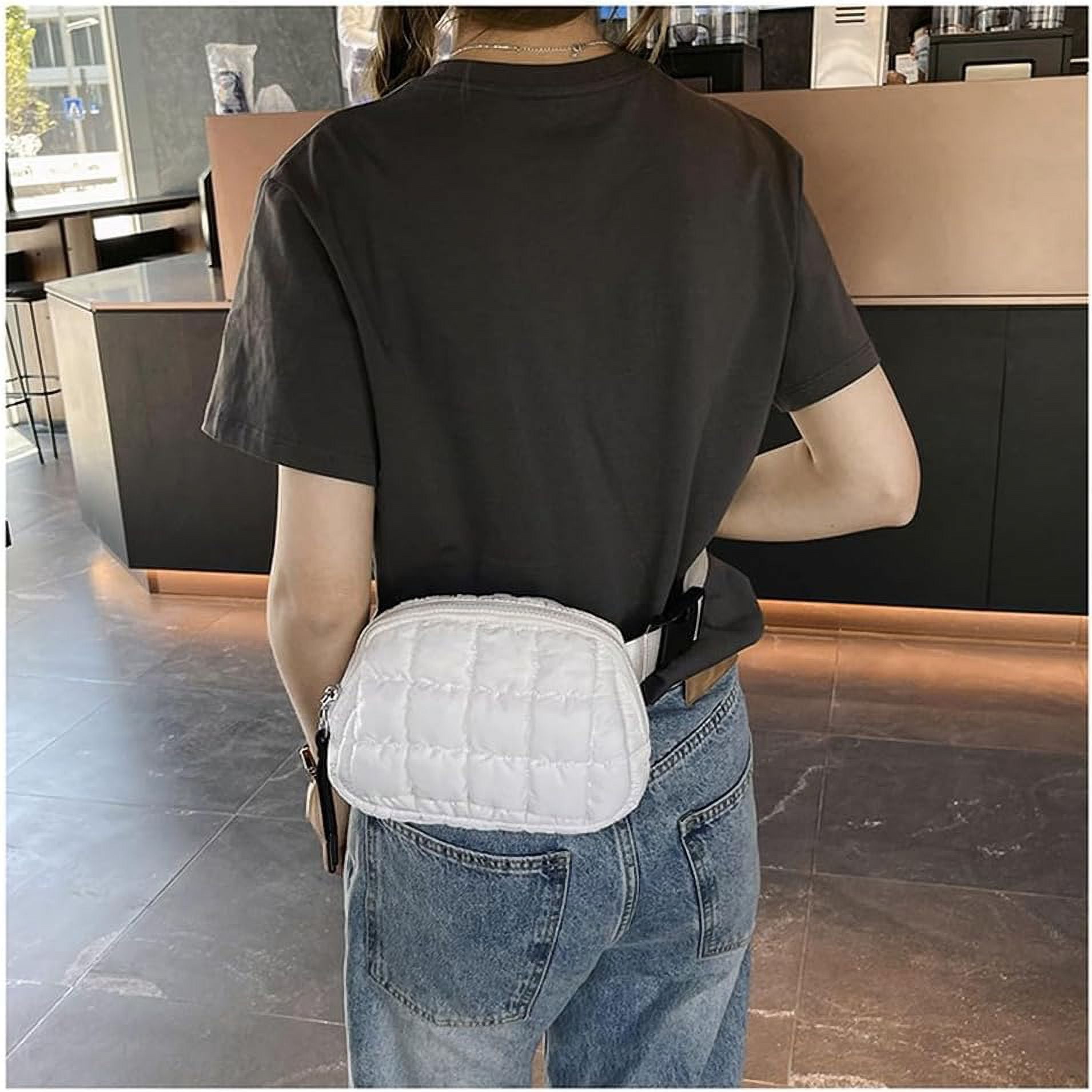 Puffer Belt Bag for Women Crossbody Purse Waist Packs Padded Cross Body Hobo Shoulder Travel Purse Cute Quilted Fanny Pack
