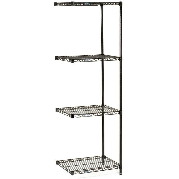 Global Industrial B970215 Nexel Black Epoxy Wire Shelving Add-On, 24 x 24 x 63 in.