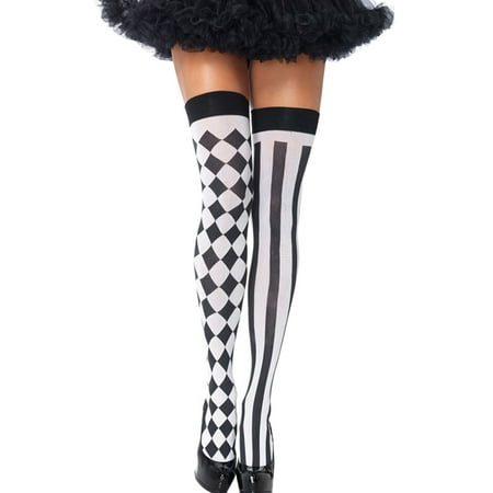 - High Stockings, Coxeer Womens Halloween Costume Harlequin Thigh High Stockings Extra Long Silk Socks