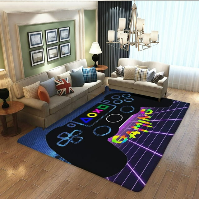 Teen Boys Carpets Printed Gamepad Living Room Mat Gamer Bedroom Area Rugs Controller Player Home Decor Non-Slip Crystal Sofa Floor 80*160cm