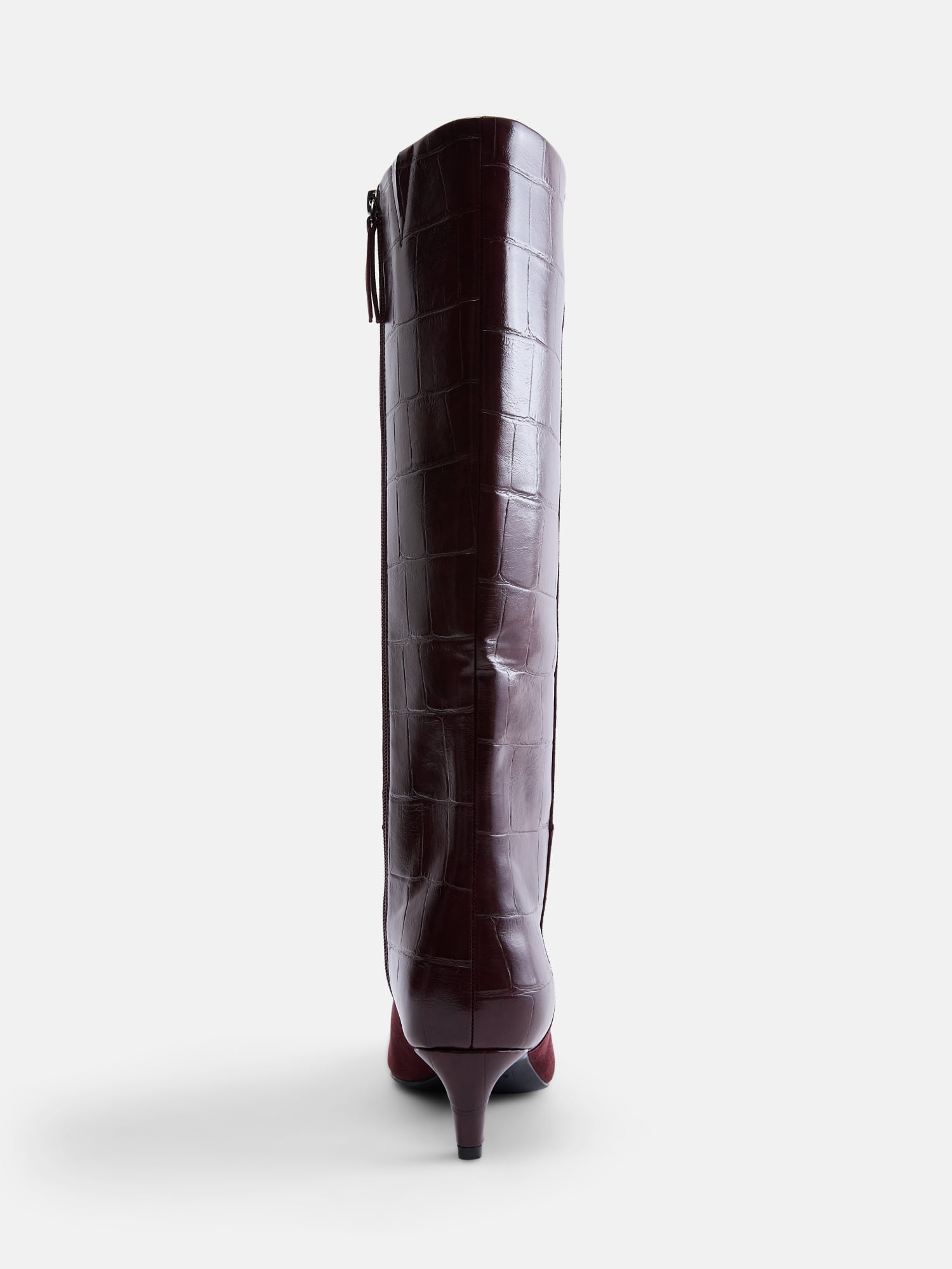 Scoop Women’s Two Tone Kitten Heel Knee High Boots, Wide Width Available