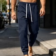 thumbnail image 5 of Frnrwgo Mens Cotton Jogger Sweatpants Loose Fit Drawstring Elastic Waist Cuffed Leg All Season Casual Streetwear Pants, 5 of 9