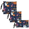 thumbnail image 2 of 3 Size Reusable Food Storage Bags Set Airtight Zipper Closure Lunch Snacks Travel Organizer Purple Cute Halloween Icon, 2 of 8