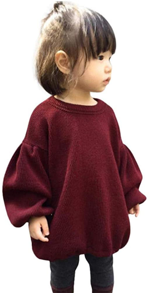 Toddle Baby Girl Clothes Lantern Balloon Sleeve Loose Pullover Sweater Knit Tops Outfits