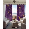 thumbnail image 6 of Purple Starry Sky Blackout Curtains for Bedroom Living Room Darkening Curtains 54 Inch Long Yellow Retro Star Short Curtain for Small Window Treatment Thermal Insulated Grommet Drapes 42"x54"x2, 6 of 9