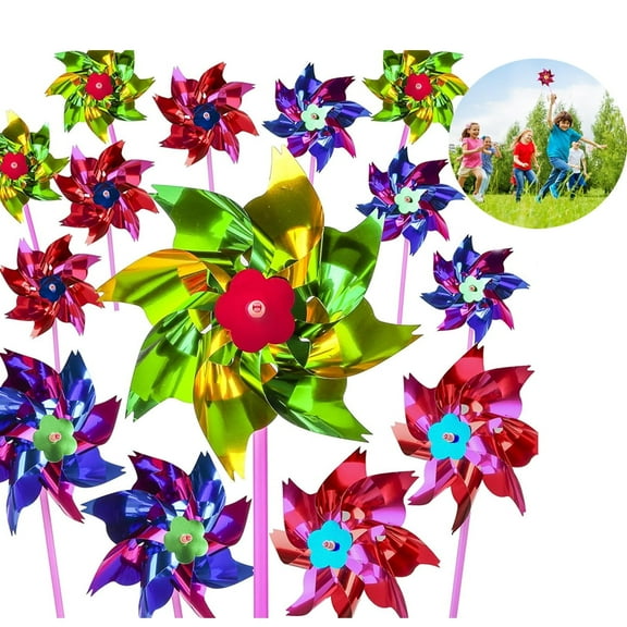 Mixed Colors Plastic Sequined Pinwheels,Tutuviw 50 Pcs Pinwheels Toys,Pin Wheels for Outdoor,Windmills with Stick,Pinwheels for Yard and Garden Decor, Assorted Color