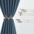 thumbnail image 4 of Home Ornaments Hanging Pendant Deer Head&Leaf Clip Holdback Curtain Buckle Nordic Style Curtain Strap Elastic Spring SILVER DOUBLE LEAVES, 4 of 8