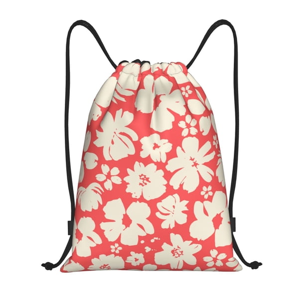 Fotbe Beige Flowers Bolsa Mochila con Cordón Estampada, Bolsa de Gimnasio Deportiva, Bolsa Cinch, Bolsa con Cordón para Hombres y Mujeres-Medium