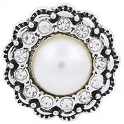 SNAPACCENTS White Rhinestone Pearl Snap Jewelry Ginger Charm Button Fits Custom Necklaces, Bracelets