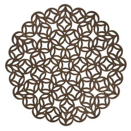 

SARO 15 in. Round Placemats with Brown Laser Cut Design - Set of 4
