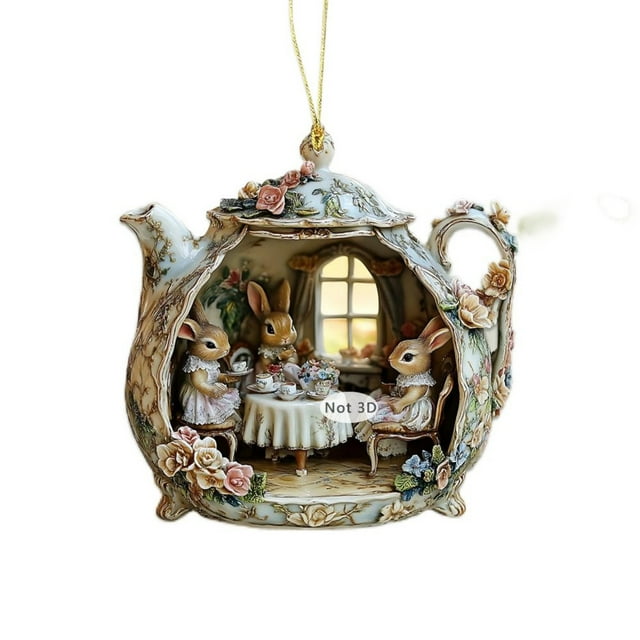 Fiudx Colgante de Taza de Té, Encantador Dije Acrílico para Mochila, Decoración Caprichosa para El Interior Del Coche, Diseño Duradero y Ligero, Personalizable para Bolsos o Casas, Regalo Perfecto pa