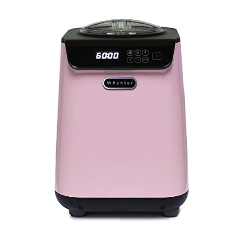 Whynter ICM-128BPS Machine à Crème Glacée Automatique Verticale Capacité de 1,28 Litre avec Compresseur Intégré, Sans Précongélation, Affichage Numérique LCD, Minuterie, avec Bol en Acier Inoxydable Édition Limitée Noir Rose