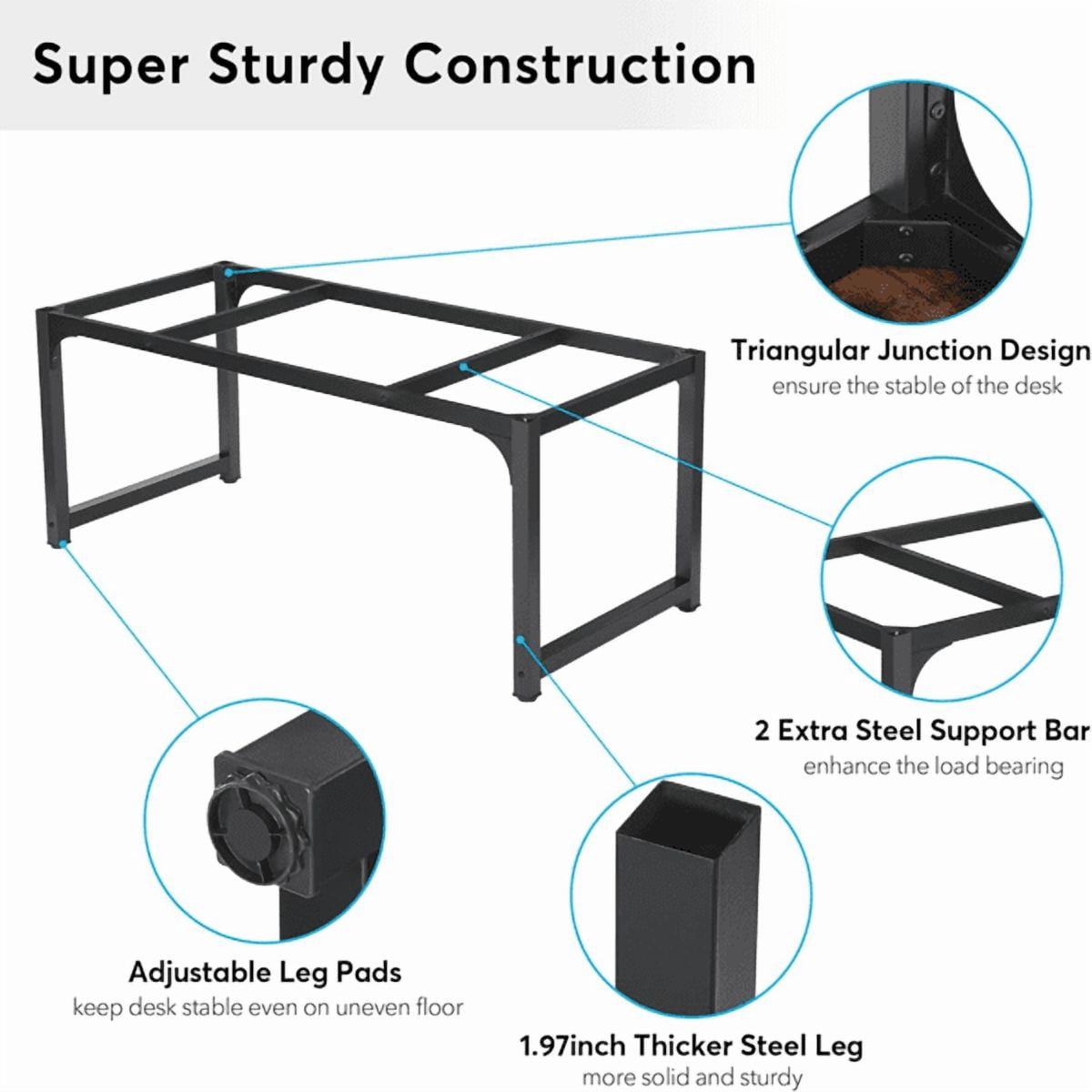 70.86" Large Workstation Desk - 31.5''W×29.13''H, 900lbs Capacity, Heavy-Duty Steel Frame, Adjustable Leg Pads - for Home Office, Conference Room