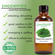 Peppermint (Mentha Piperita) Essential Oil - 2 fl oz (59 ml) Glass Bottle w/ Cap - 100% Pure Essential Oil by GreenHealth