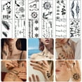 thumbnail image 3 of Yazhiji 32 Pieces Fake Tattoo Patterns Totem Flower Rose temporary tattoo stickers for women men boys girls sexy body art big arm tower drawing sunflower, 3 of 8