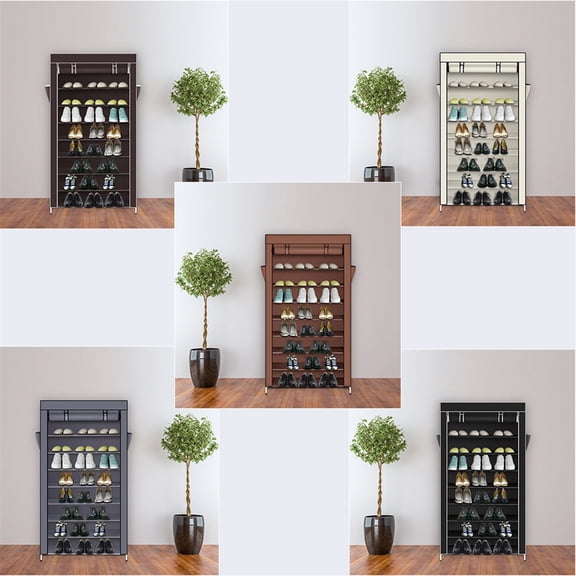 10 Tiers Shoe Rack with Dustproof Cover Closet Shoe Storage Cabinet Organizer,Shoe Rack Organizer,Boots Shoe Rack for Closet Entryway Garage