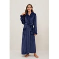 thumbnail image 4 of HEARTNICE Womens Long Fleece Robe Soft Plush Robes for Women Warm Bathrobes Comfy House Coat Full-length（Navy, Large-X-Large）, 4 of 6