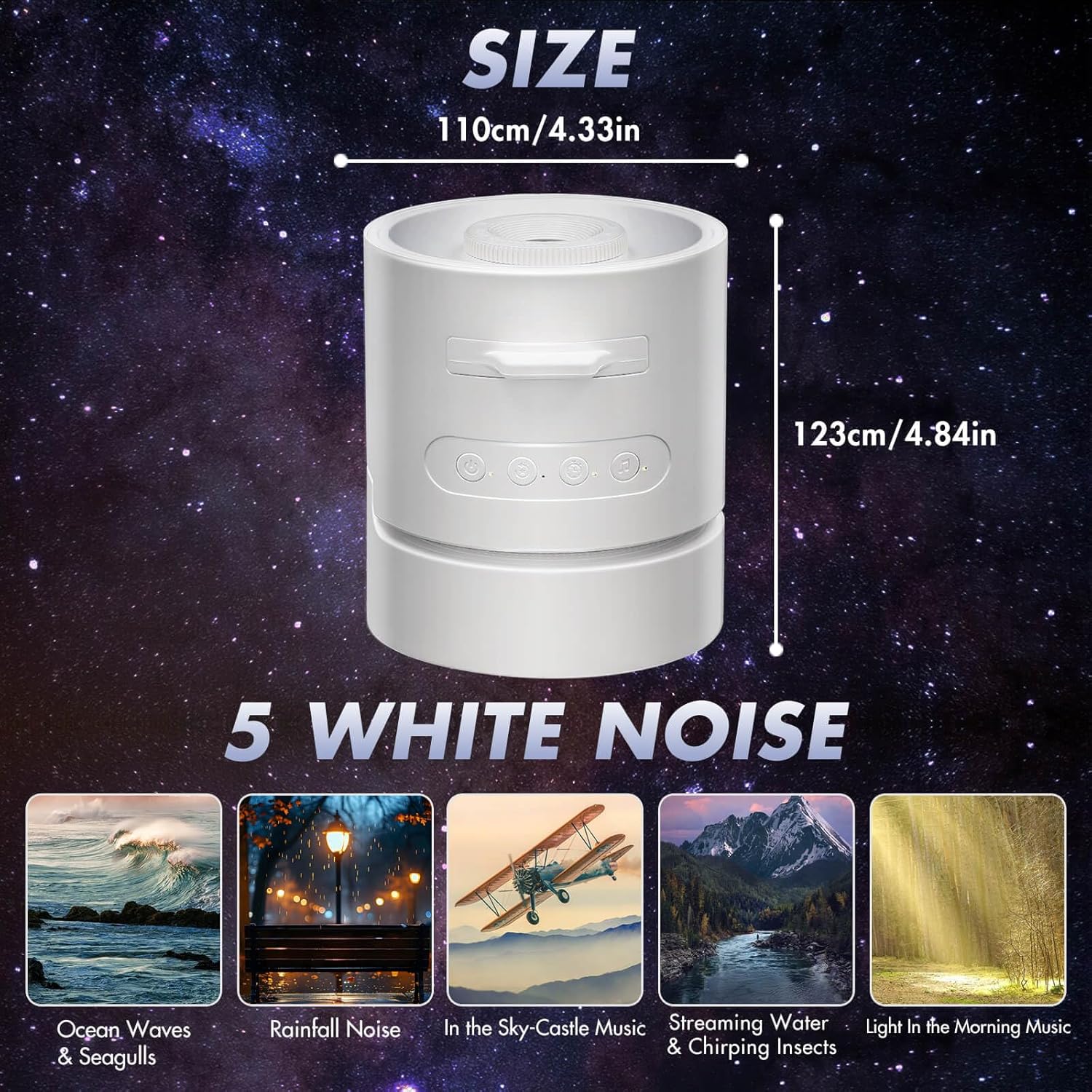 Planet Projector Night Light for Bedroom,Starry Galaxy Light Projector with Bluetooth Speaker,White Noise,Timer,Rechargeable Star Mood Light with 6 Discs for Adults Kids,Party,Gift