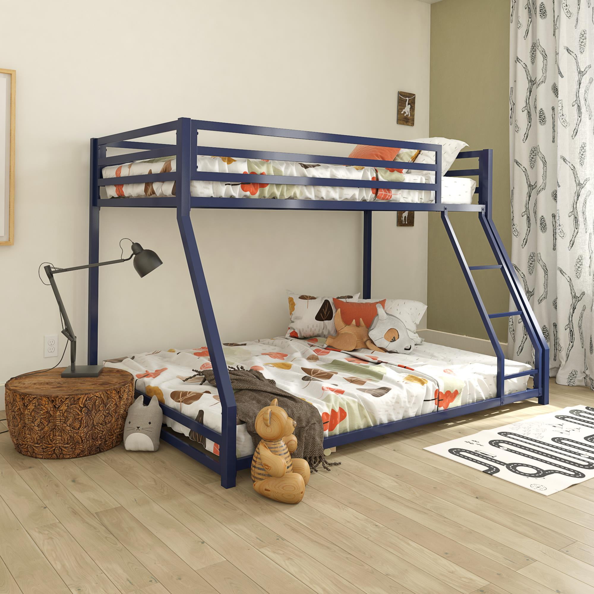 blue twin over full bunk bed