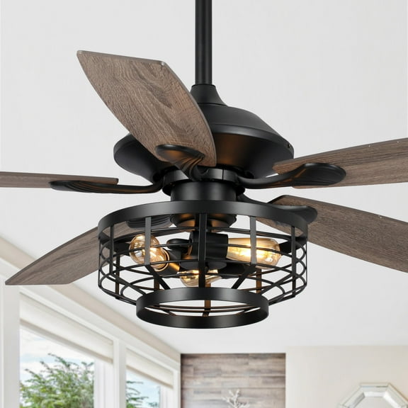 Parrot Uncle 52-Inch Industrial Ceiling Fan with Incandescent Light and Remote
