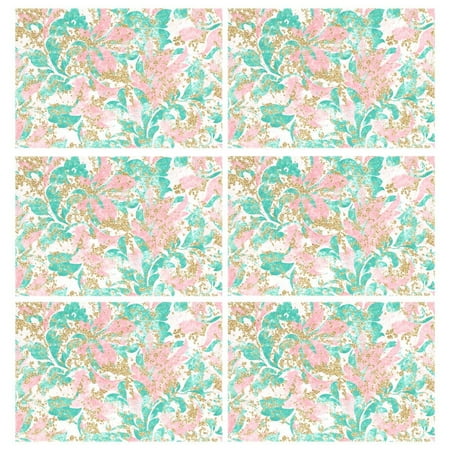

Ryvnso Placemats Set of 6 Flower Oil Paint Dining Mats Heat-Resistant Non-Slip Washable Table Mat