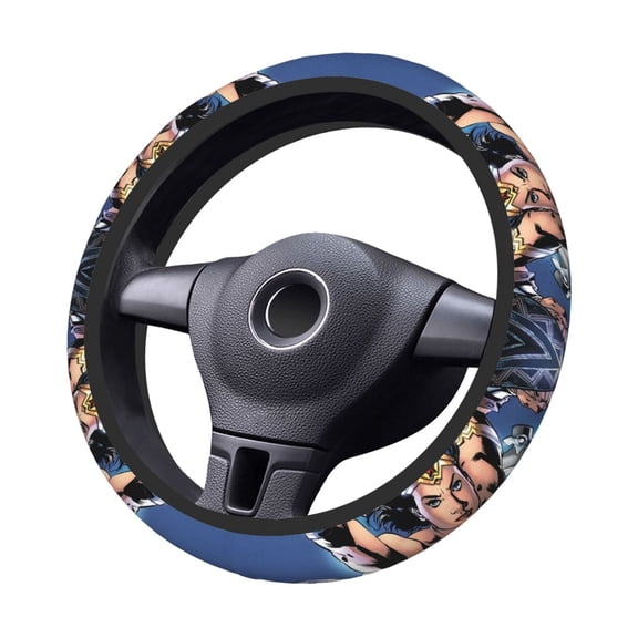 Won-Der Wo-Man Steering Wheel Cover Elastic Stretch Breathable Vehicle Steering Wheel Protector Car Interior Accessories