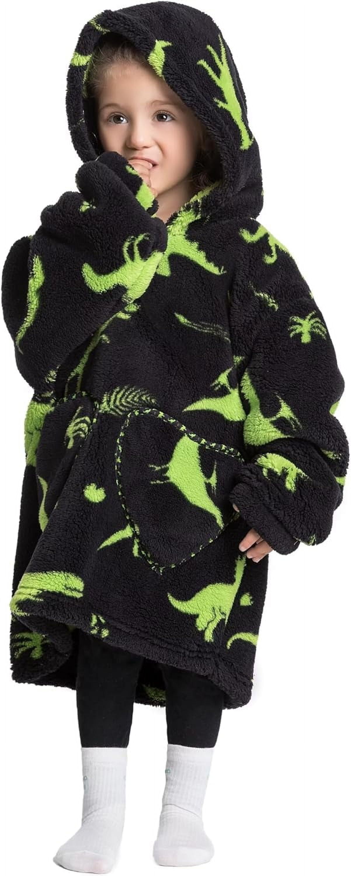 Wehilion 2-6YR Oversized Sweatshirt Hooded Blanket Sherpa Hoodie for Girls Boy Wearable Blanket Hoodie for Kids Toddlers