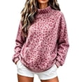 thumbnail image 2 of Trgacdwlo Womens Mock Neck Sweatshirts Leopard Print Women's Raglan Long Sleeve Shirts Fall Winter Streetwear Pullover Women with Pocket, 2 of 6