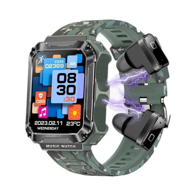 Reloj Smartwatch T93 Fralugio Mp3 Con Audífonos Tws 4gb Rom Camuflaje Fralugio Sport