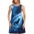 thumbnail image 1 of Fotbe A Wolf Barks Out A Window Vestido de Verano sin Mangas para Mujer – Vestido Midi Línea A, Estilo Camiseta Floral, Vestido Playero Casual y Fluido, 1 of 7