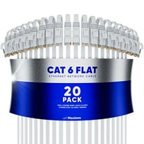 Cat6 Ethernet Cable 12ft, 20-Pack White - Flat High-Speed Network Cables for Gaming, Streaming, Router, Modem, PC, PS5, Xbox - Durable & Space-Saving Design
